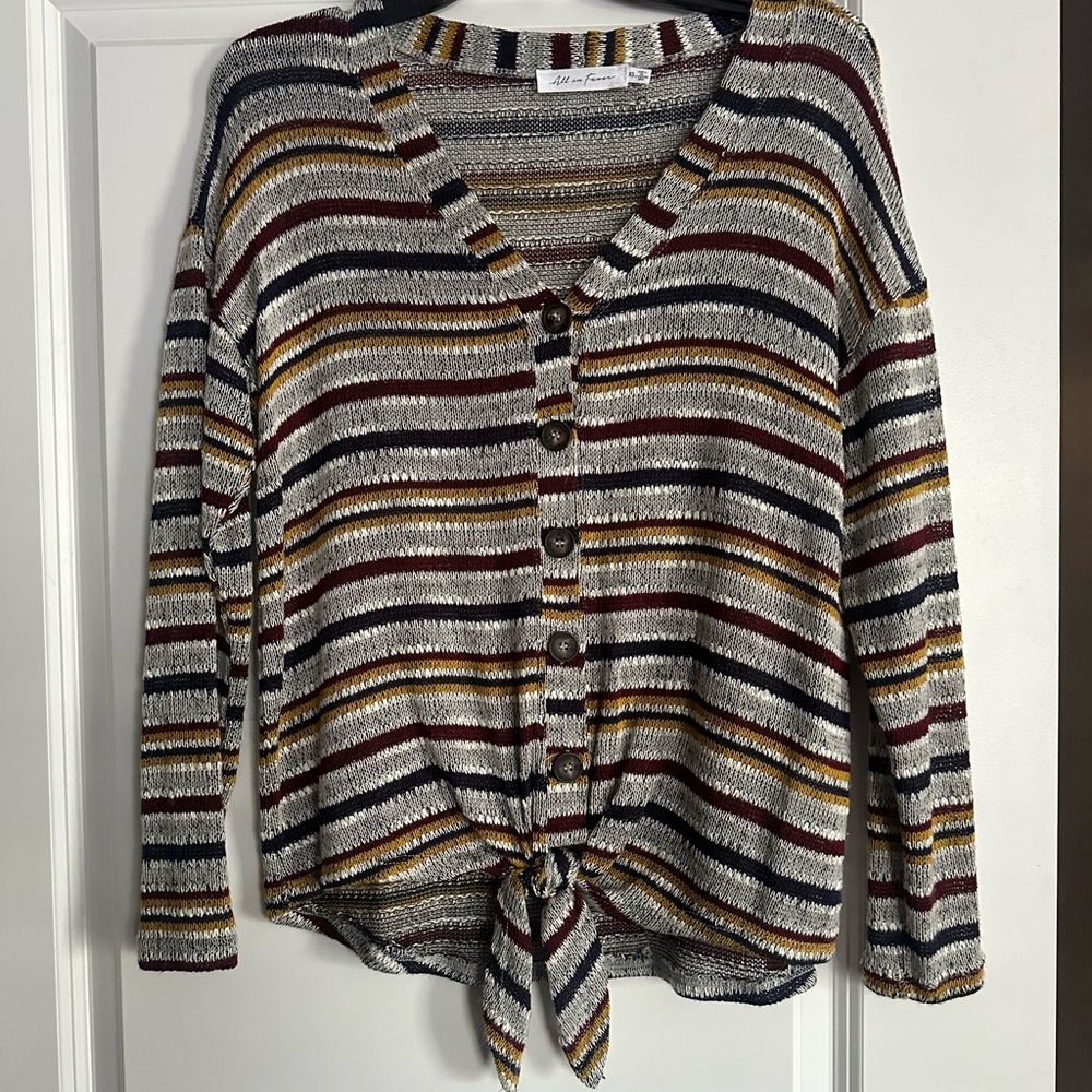 All in Favor Striped Long Sleeve Top - Multicolor